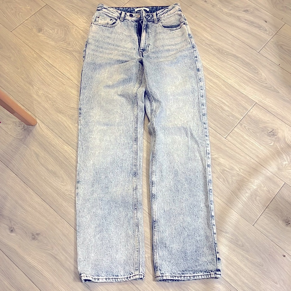 Pacsun high rise, straight leg jeans with rip on R cheek